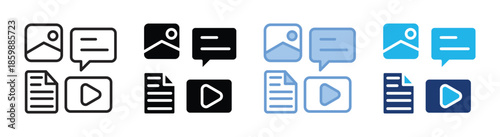 Content icon set multiple style collection