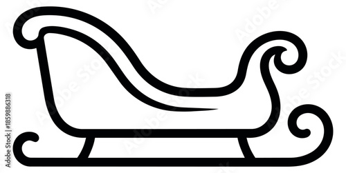 Line art illustration of Santa's sleigh depicting a classic festive vehicle for Christmas holidays
