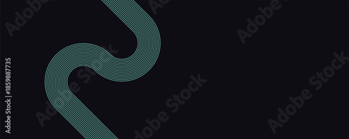 Abstract modern dark blue abstract horizontal banner background with glowing geometric lines. vector illustration