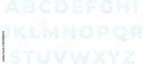 Circuit Board Font Alphabet Typography Design With Electronic Circuit Board Pattern. Blue Electronic Letters From A To Z. Futuristic Design Concept