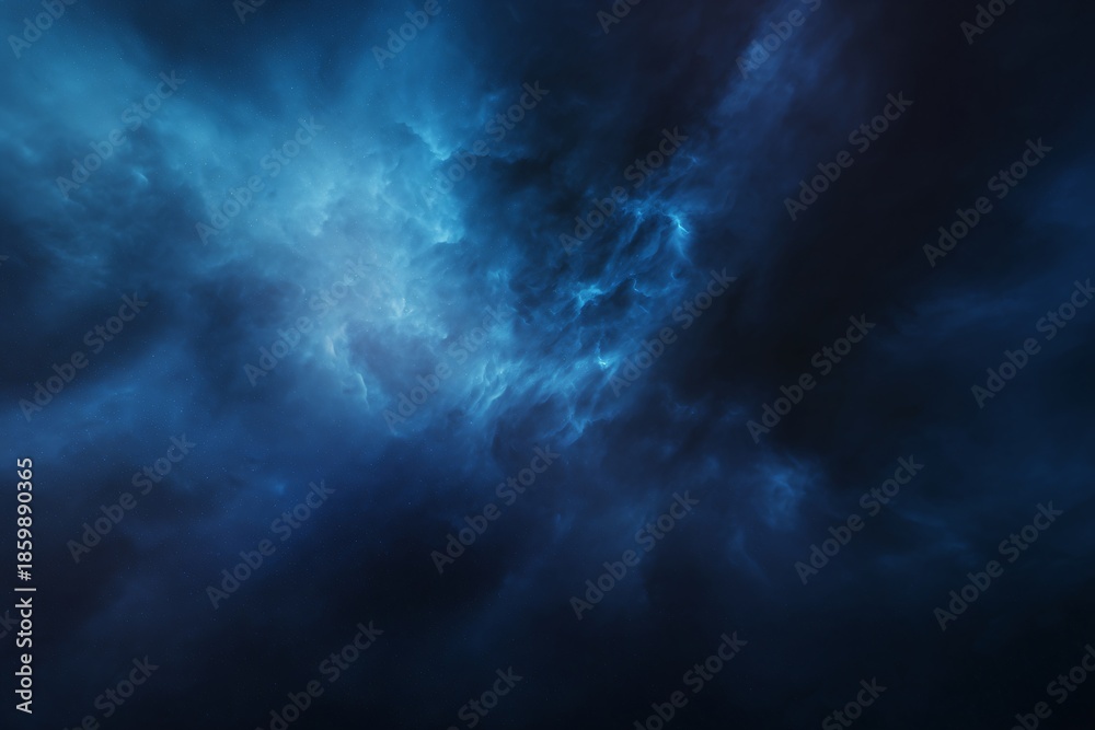 Fototapeta premium A dark and moody abstract depiction of swirling clouds in shades of blue and black.