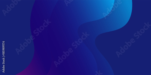 Gradient blue and purple liquid wavy shapes futuristic banner. Glowing retro waves background