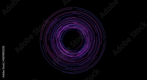 Vibrant abstract visualization of expanding sound waves radiating energy outward, forming rhythmic concentric rings on a dark background, geometric, technology, ripple