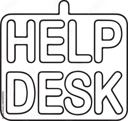 Help desk sign isolated on white background