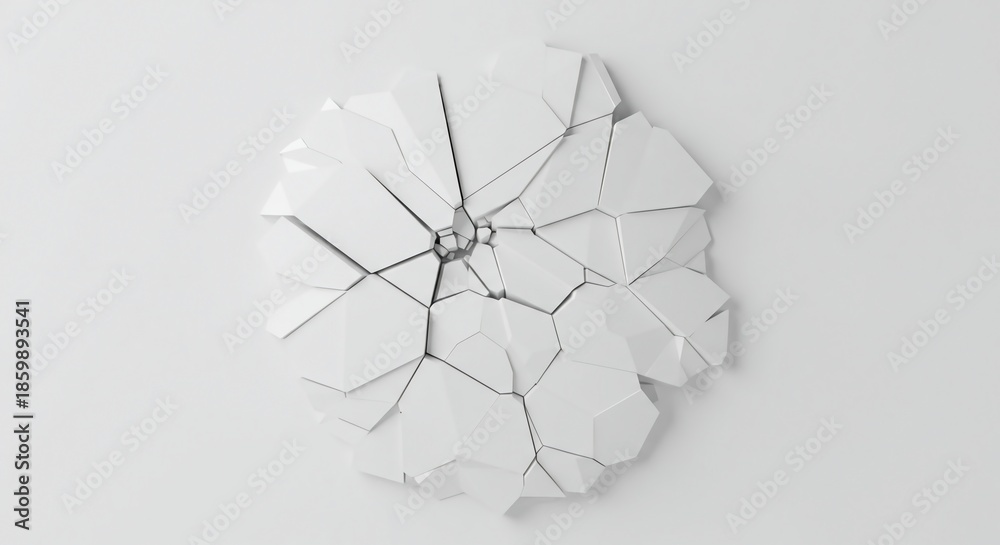 Obraz premium Abstract minimalist background featuring a pure white surface digitally fractured and warped, creating visual noise and geometric imperfections, modern, line, future