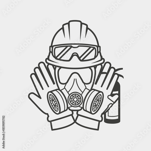 Hazardous environment protection hazmat suit gas mask.