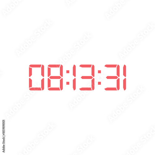 LED digital clock number for counter or calculator mockup design
