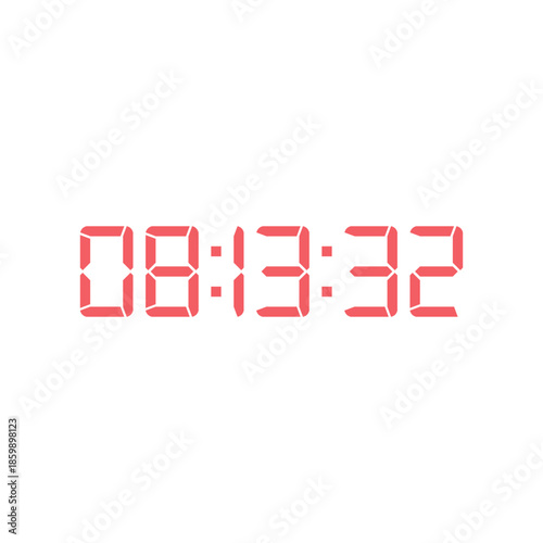 LED digital clock number for counter or calculator mockup design