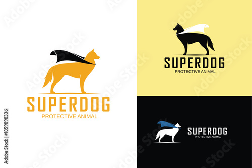 superhero husky dog silhouette wearing blue wing animal