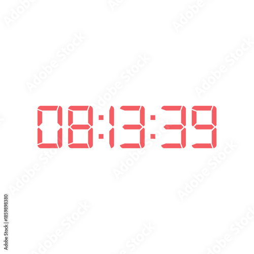 LED digital clock number for counter or calculator mockup design