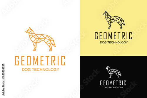 siberian husky dog line art low poly animal technology