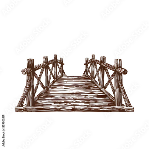 old wooden bridge illustration