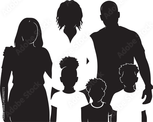 Happy Family Silhouette Showing Love, Care and Togetherness Concept