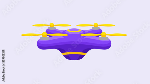 Purple and Yellow Drone Illustration on White Background.