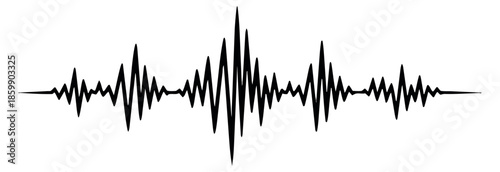 Minimalist line art illustration of an audio waveform depicting sound frequency for music and technology projects