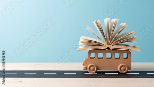 Toy Bus with Open Book on Top.