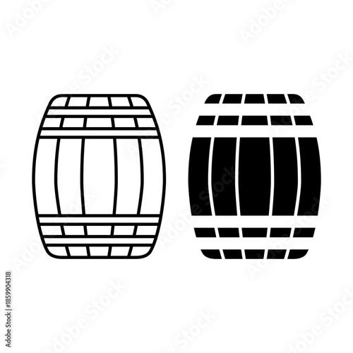 Wood Barrel vector illustration icons set template