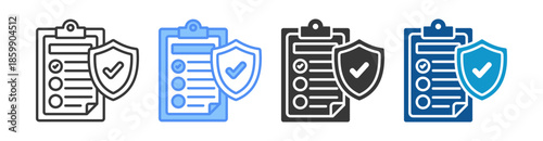 Policy Icon Set Vector Collection Isolated In Black And White
