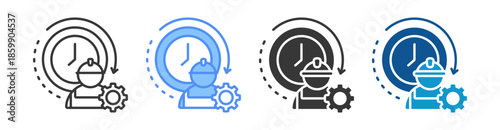 Full Time Icon Set Vector Collection Isolated In Black And White