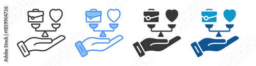 Work Life Balance Icon Set Vector Collection Isolated In Black And White