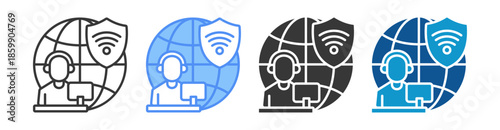 Remote Work Icon Set Vector Collection Isolated In Black And White
