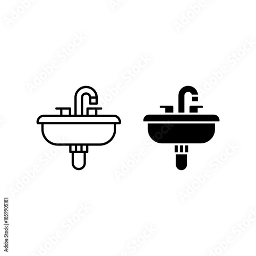 Wastafel vector illustration icons set template