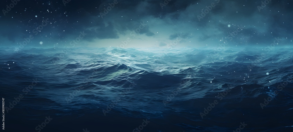 Fototapeta premium Pointillist grunge design of Ocean with abstract dotted pattern,generative AI