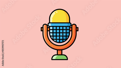 Retro Microphone Illustration with Vibrant Colors and Clean Lines.