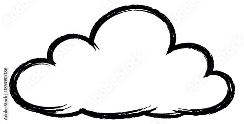 Hand drawn illustration of a cloud depicting a rough textured outline for creative projects
