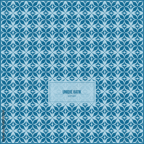 unique batik pattern with blue monochrome style