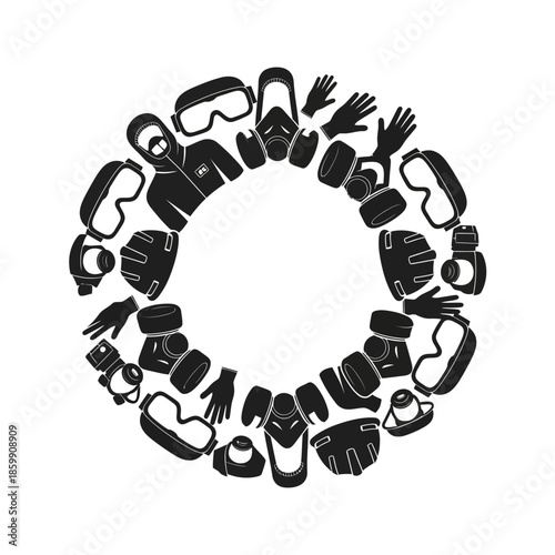 Diverse Hands Silhouette Circle Unity Social Media Icon.