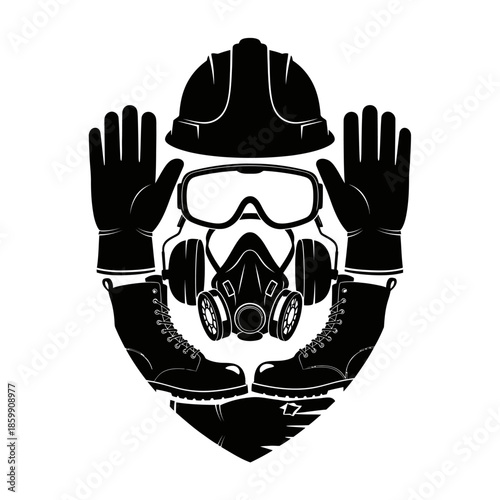 gas mask protective gear safety icon.