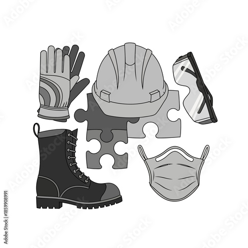 Safety Equipment Pieces Jigsaw Puzzle.