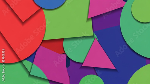 Colorful abstract geometric shapes background with layered cutout design