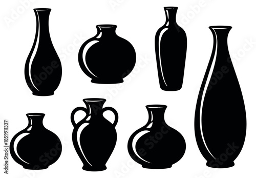 Stylized vase set featuring various shapes for home decor