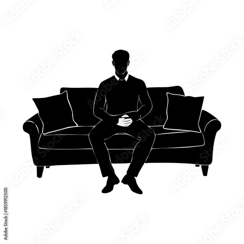 A person sitting on sofa icon bold outline vector illustration design