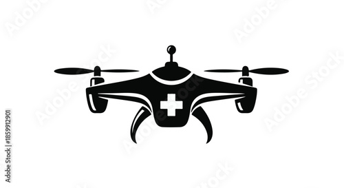 Futuristic medical drone delivering emergency aid, symbolizing innovation in healthcare and rapid response.