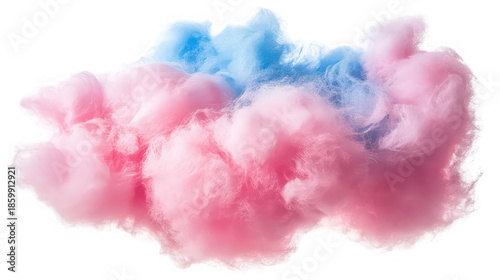 Fluffy pink and blue cotton candy confection isolated against a black background presenting a sweet sugary treat temptation for celebrations.