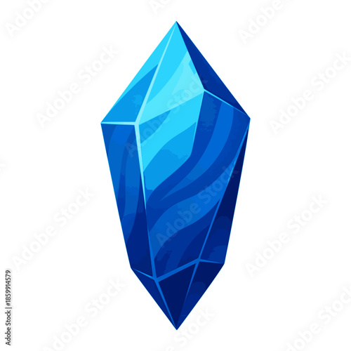 blue crystal gem game element flat color vector illustration template design