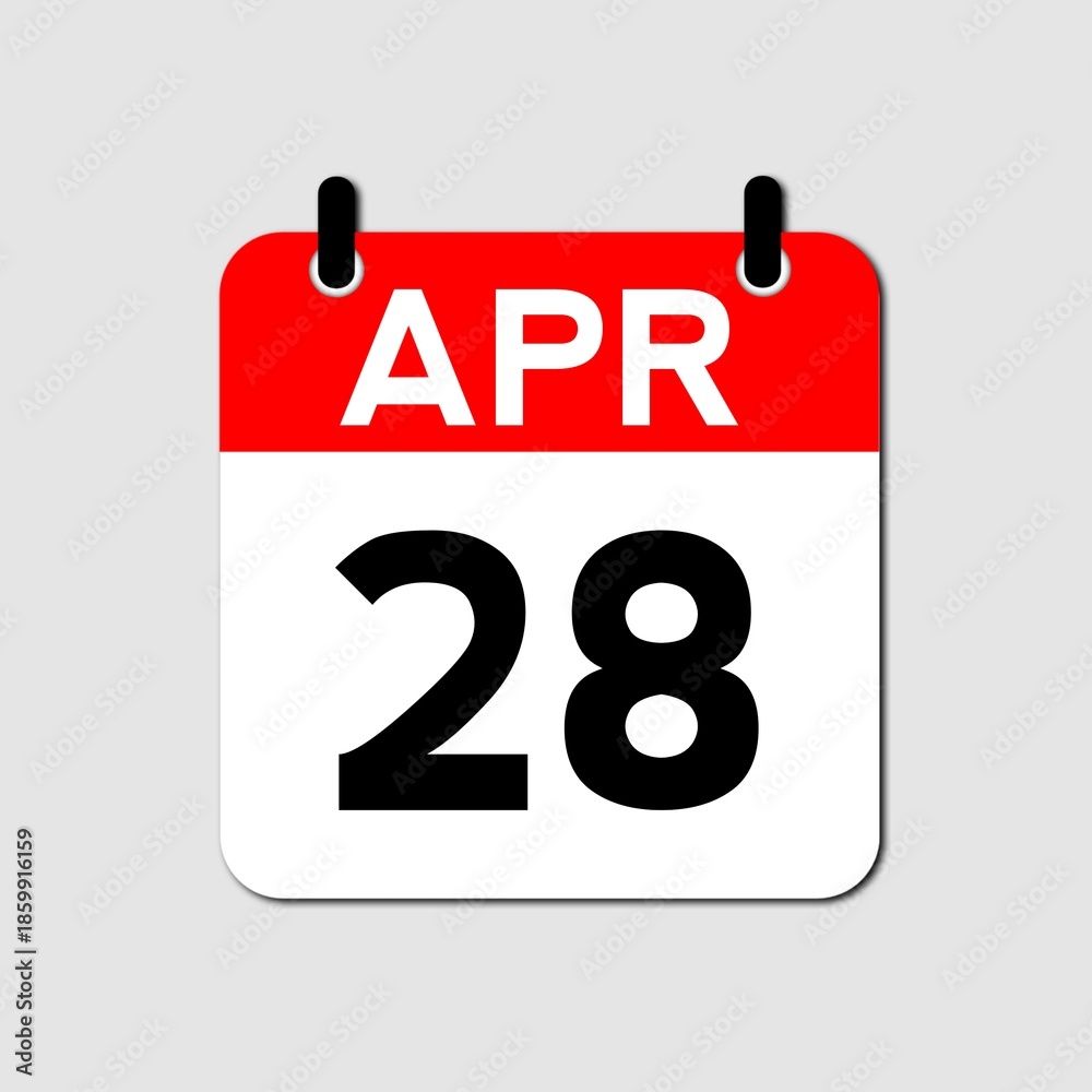 Fototapeta premium April 28 Day Calendar Vector Icon Perfect for planner, reminder, time management, schedule, office, business, and monthly event start design template