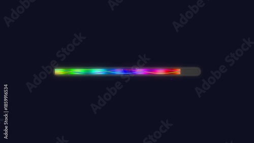 Progressbar animation for video editing software in rainbow colors on a dark background in a digital workspace