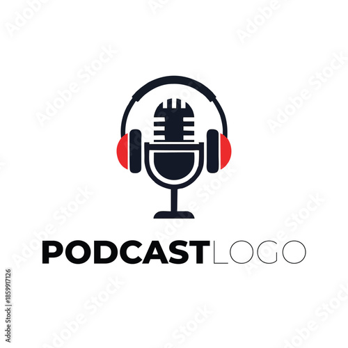 Sleek Podcast Logo Representing Digital Audio Storytelling and Broadcasting