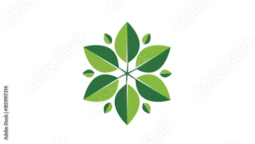 Circular green leaf pattern featuring symmetrical botanical design and vibrant foliage in a radial layout.