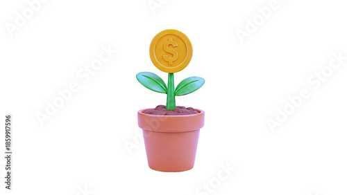 Money Plant Icon with Dollar Coin