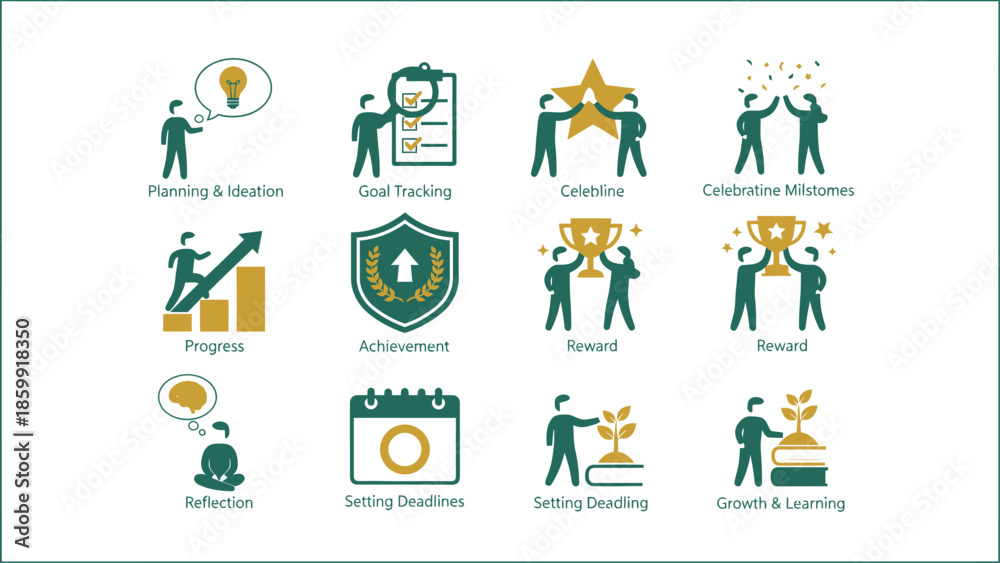 Fototapeta premium Collection of Business and Personal Growth Icons Illustrating Success.
