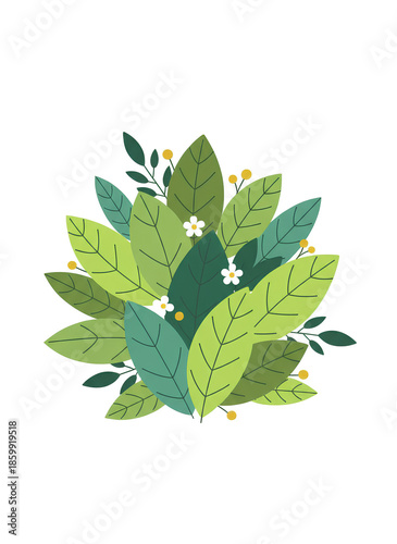 green leaves on white background