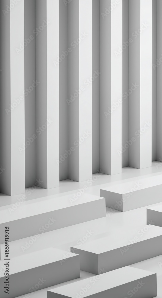 Obraz premium Identical white rectangles perfectly aligned in a sterile, modern pattern, representing simultaneous potential and coordinated emptiness, texture, emptiness, conceptual