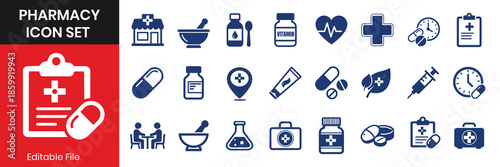 Pharmacy and Healthcare Medical Icons Medicine pack