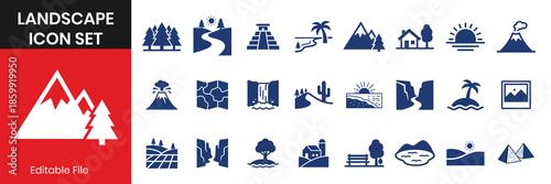 Landscape and Nature Geography Scenery Icons pack