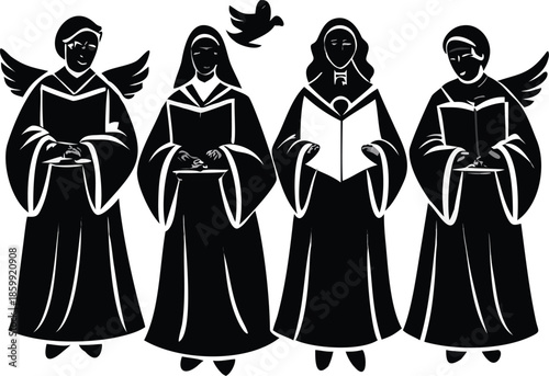 Silhouette Of Carol Singers